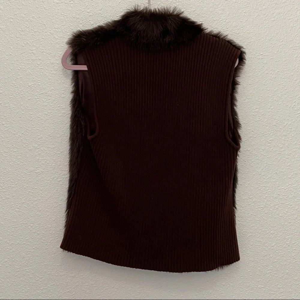 💜💜 Women’s Style & Co Faux Fur Sweater Vest S…